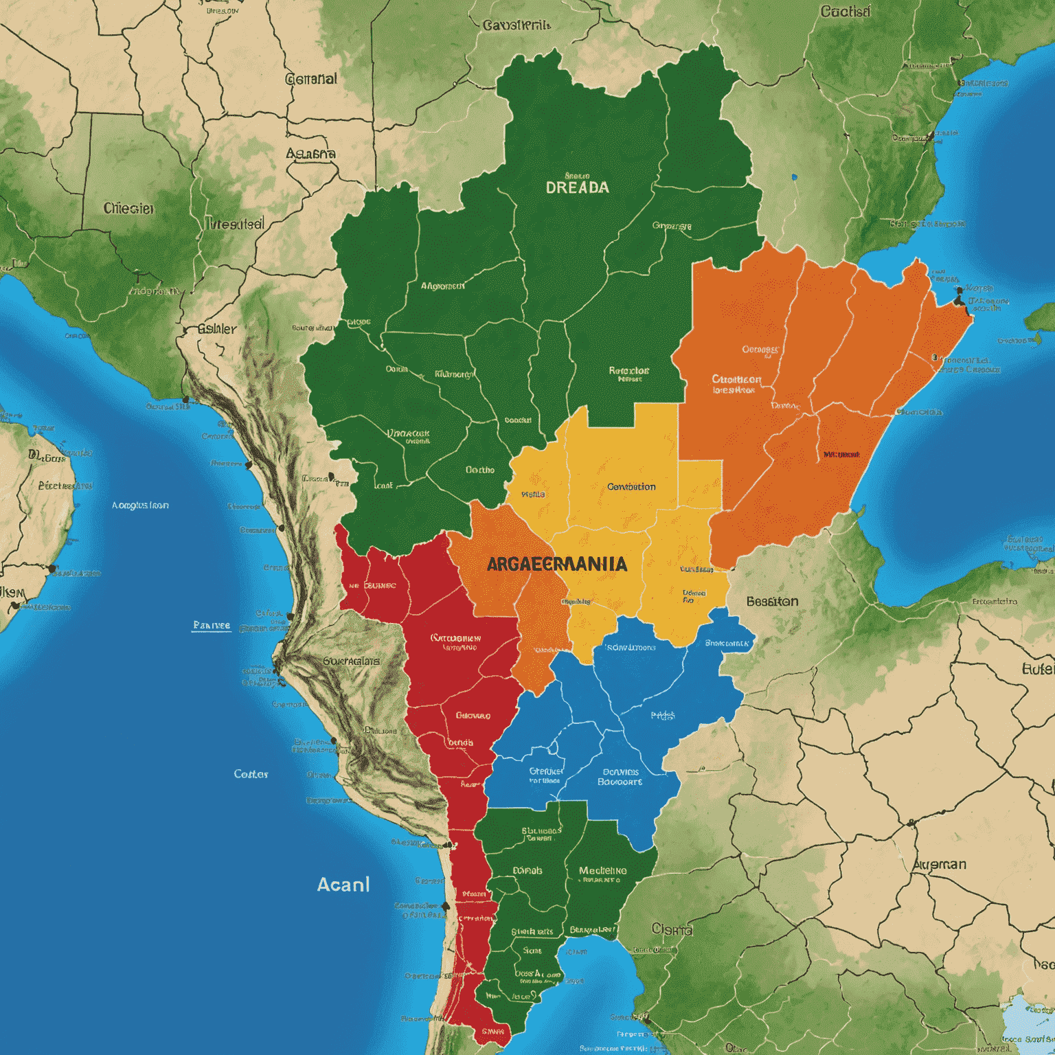 Mapa detallado que muestra la cobertura de la red móvil en diferentes regiones de Argentina, con áreas de cobertura codificadas por colores para los principales operadores móviles